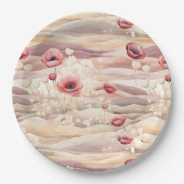 Burgundy Cream Blush Bloral Brautparty Pappteller