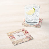 Burgundy Cream Blush Bloral Brautparty Rechteckiger Pappuntersetzer (Vor Ort)