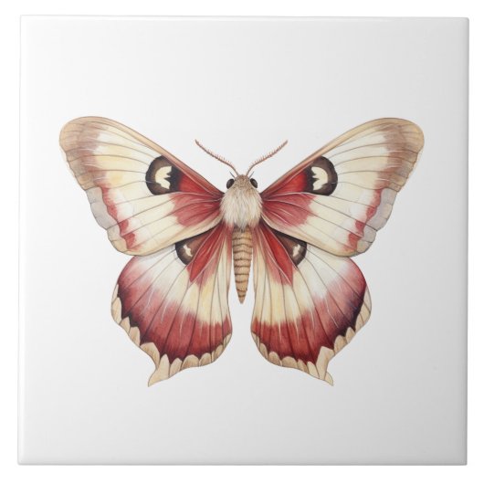 Burgundy Cream Butterfly Fliese (Vorderseite)