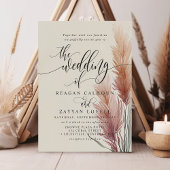 Burgundy Cream Calligraphy Pampas Grass Wedding Einladung