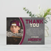 Burgundy & Cream Chalkboard Grad Danke Karte (Stehend Vorderseite)