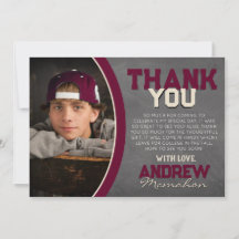 Burgundy & Cream Chalkboard Grad Danke Karte