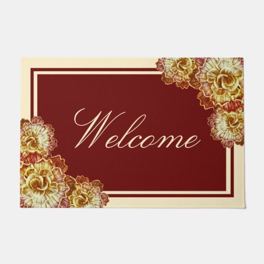 Burgundy & Cream Elegance 24"x36" Door Mat Fußmatte (Vorderseite)