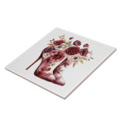 Burgundy Cream Floral Boots Fliese (Seite)