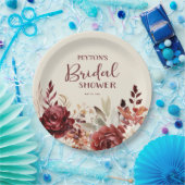 Burgundy Cream Floral Brautparty Pappteller (Party)