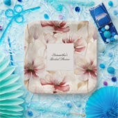 Burgundy Cream Floral Brautparty Pappteller (Party)