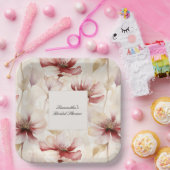 Burgundy Cream Floral Brautparty Pappteller (Party)