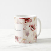Burgundy Cream Floral Kaffeetasse (VorderseiteRechts)
