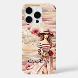 Burgundy Cream Floral Spring Woman iPhone 16 Pro Hülle