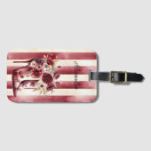 Burgundy Cream Floral Stiefel Streifen Gepäckanhänger (Vorderseite (Horizontal))