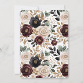 Burgundy Cream Floral Wedding Einladung (Rückseite)