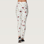 Burgundy Cream Flowers Leggings (Rückseite)