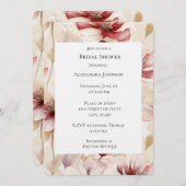 Burgundy Cream Lavender Floral Brautparty Einladung (Vorne/Hinten)