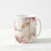 Burgundy Cream Lavender Floral Brautparty Kaffeetasse (VorderseiteRechts)
