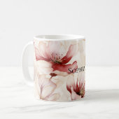 Burgundy Cream Lavender Floral Brautparty Kaffeetasse (Vorderseite Links)