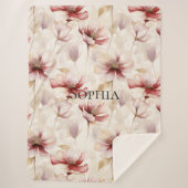 Burgundy Cream Lavender Floral Brautparty Sherpadecke (Vorderseite)