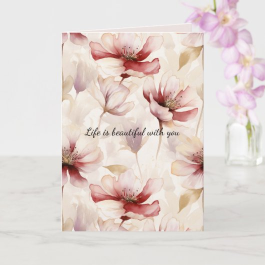 Burgundy Cream Lavender Floral Liebe Karte (Orchidee)