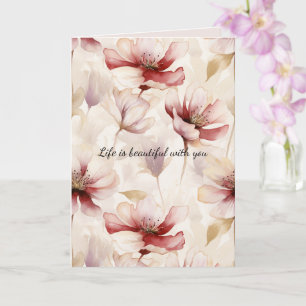 Burgundy Cream Lavender Floral Liebe Karte