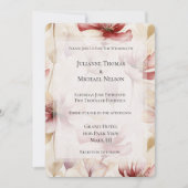 Burgundy Cream Lavender Floral Romantische Hochzei Einladung (Vorderseite)