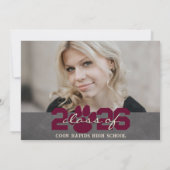 Burgundy & Cream Paw Print Abschluss 2 Foto Einladung (Rückseite)