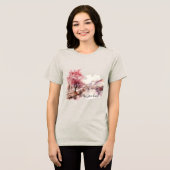 Burgundy Cream Pink Trees Tri-Blend Shirt (Vorderseite voll)