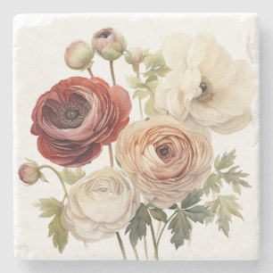Burgundy Cream Ranunculus Blume Steinuntersetzer