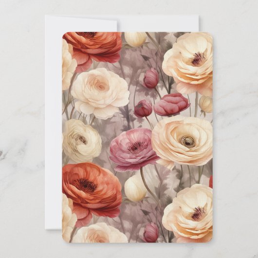 Burgundy Cream Spring Blumen Brautparty Einladung (Rückseite)