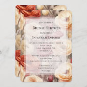 Burgundy Cream Spring Blumen Brautparty Einladung (Vorne/Hinten)