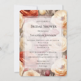 Burgundy Cream Spring Blumen Brautparty Einladung