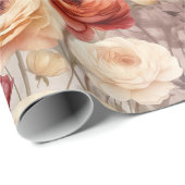 Burgundy Cream Spring Blumen Brautparty Geschenkpapier (Rolleneckpunkt)