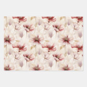 Burgundy Cream Spring Blumen Brautparty Geschenkpapier Set (Vorderseite 3)