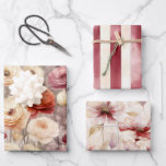 Burgundy Cream Spring Blumen Brautparty Geschenkpapier Set<br><div class="desc">Burgundy Cream Spring Blumen Brautparty</div>
