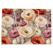 Burgundy Cream Spring Blumen Brautparty Große Geschenktüte (Rückseite)