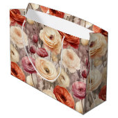 Burgundy Cream Spring Blumen Brautparty Große Geschenktüte (Rückseite Schrägansicht)