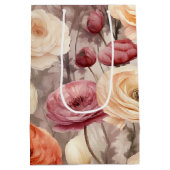 Burgundy Cream Spring Blumen Brautparty Mittlere Geschenktüte (Rückseite)