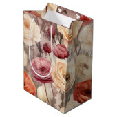 Burgundy Cream Spring Blumen Brautparty Mittlere Geschenktüte (Rückseite Schrägansicht)