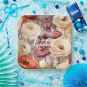 Burgundy Cream Spring Blumen Brautparty Pappteller (Party)