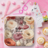 Burgundy Cream Spring Blumen Brautparty Pappteller (Party)