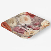 Burgundy Cream Spring Blumen Brautparty Pappteller (Gewinkelt)