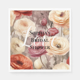 Burgundy Cream Spring Blumen Brautparty Serviette