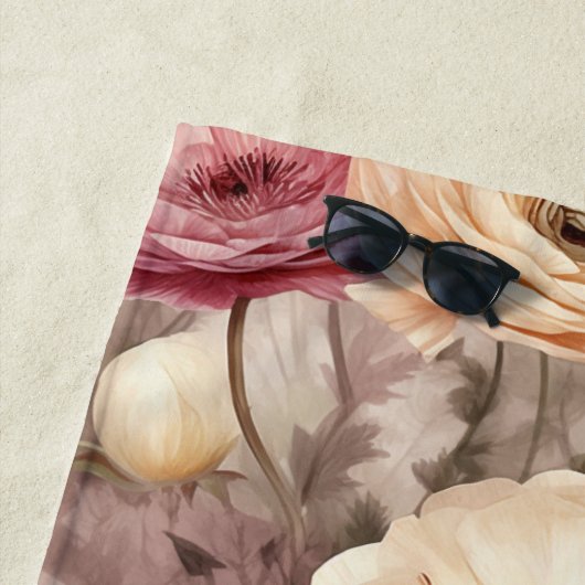 Burgundy Cream Spring Blumen Brautparty Strandtuch (Beispiel)