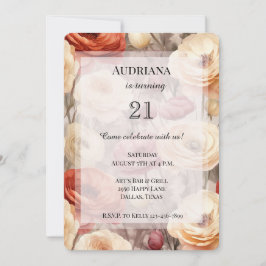 Burgundy Cream Spring Blumen Geburtstag Einladung