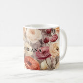 Burgundy Cream Spring Blumen Kaffeetasse (VorderseiteRechts)