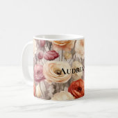 Burgundy Cream Spring Blumen Kaffeetasse (Vorderseite Links)