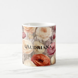 Burgundy Cream Spring Blumen Kaffeetasse