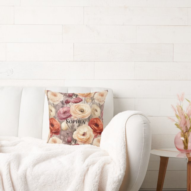 Burgundy Cream Spring Blumen Kissen (Liege)