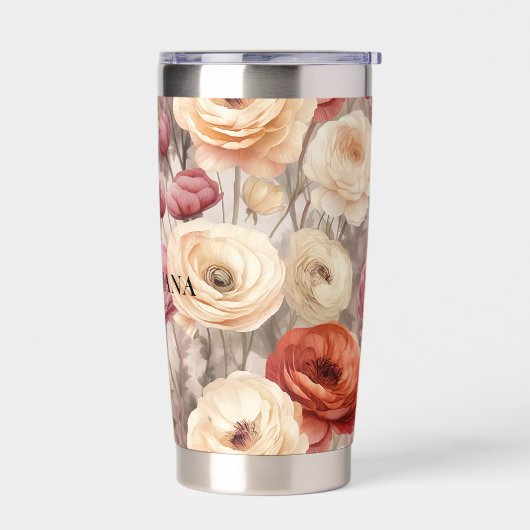 Burgundy Cream Spring Blumen Thermobecher (Links)