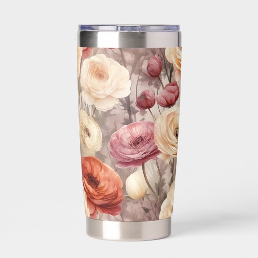 Burgundy Cream Spring Blumen Thermobecher (Rückseite)