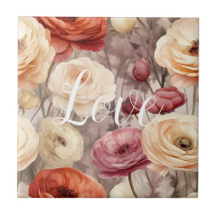 Burgundy Cream Spring Flowers Liebe Fliese