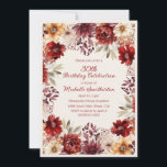 Burgundy Cream Watercolor Floral 30. Geburtstag Einladung<br><div class="desc">Ring in 30 mit Eleganz mit dieser Blumengeburtstagseinladung im Herbst. Dieses Design mit bordeauxroten,  blauen und goldenen Blume im Wasser ist perfekt für Herbst-Party und Meilensteine-Feiern.</div>